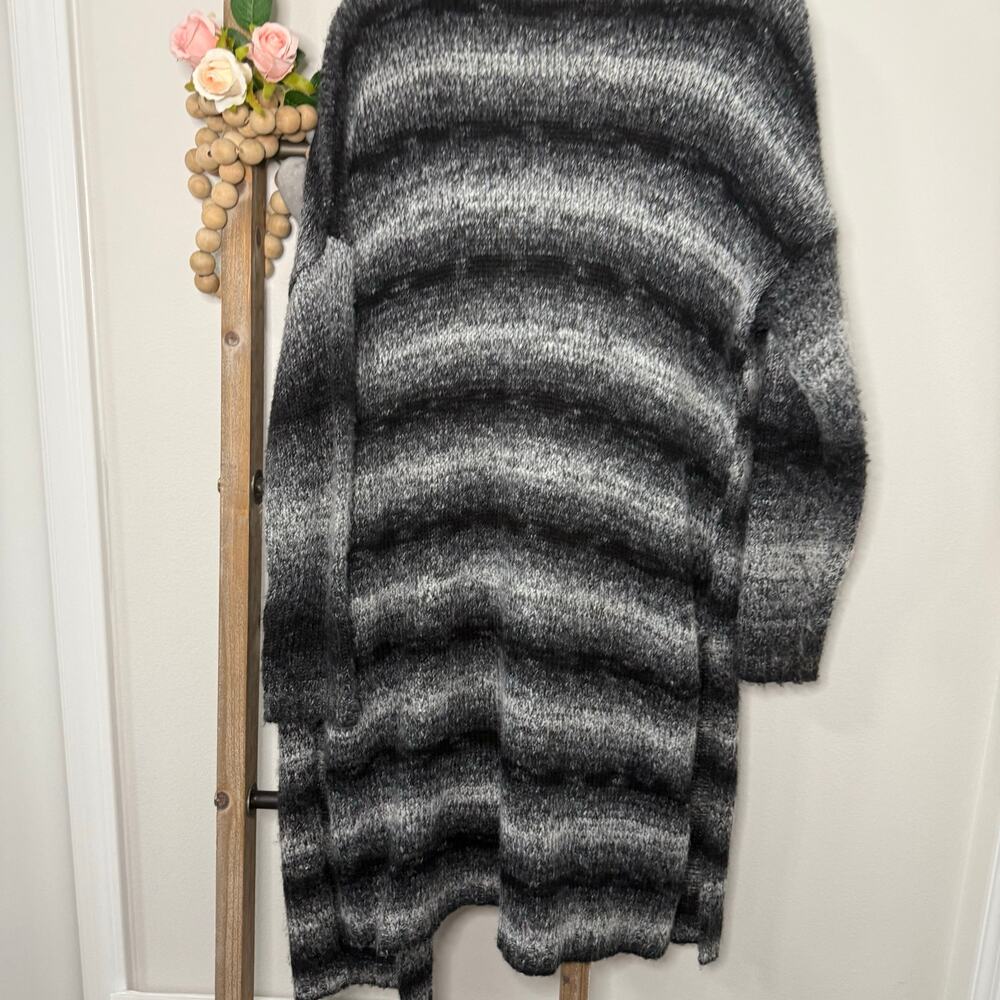 Sonoma Flyaway‎ Duster Open Front Black White Stripe Cardigan Size Large - Picture 6 of 8